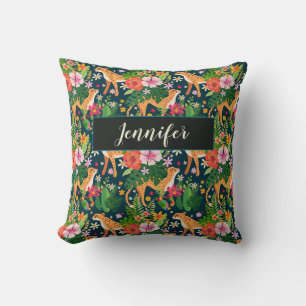 Coussin Personnalisez la belle Rainforest Bird Tiger Flowe