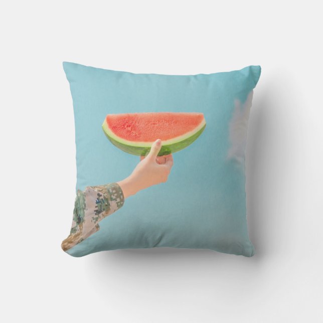 Coussin Personne tenant de la pastèque tranchée (Recto)