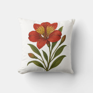 Coussin Peruvian Lily Throw Pillow | Vintage Botanical