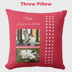 Coussin Pet memorial chat rouge et blanc ajouter des photo
