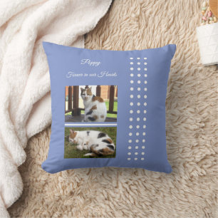 Coussin Pet memorial chat violet blanc ajouter des photos