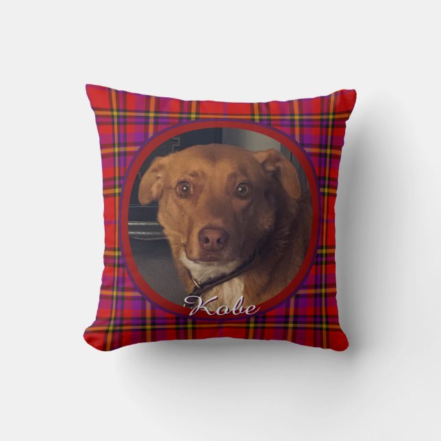 Coussin Pet on Plaid Monogrammed (Recto)