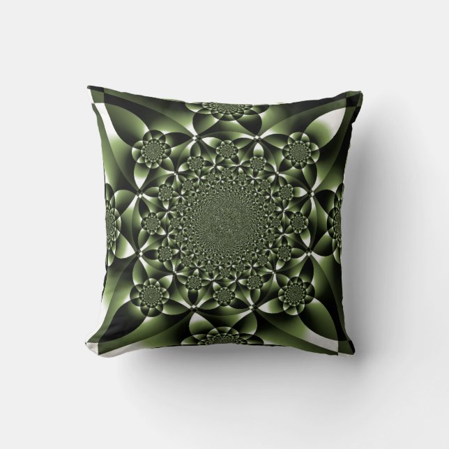 Coussin Pétales à feuilles blanches de forêt verte (Recto)