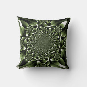 Coussin Pétales de feuilles de forêt verte blanche