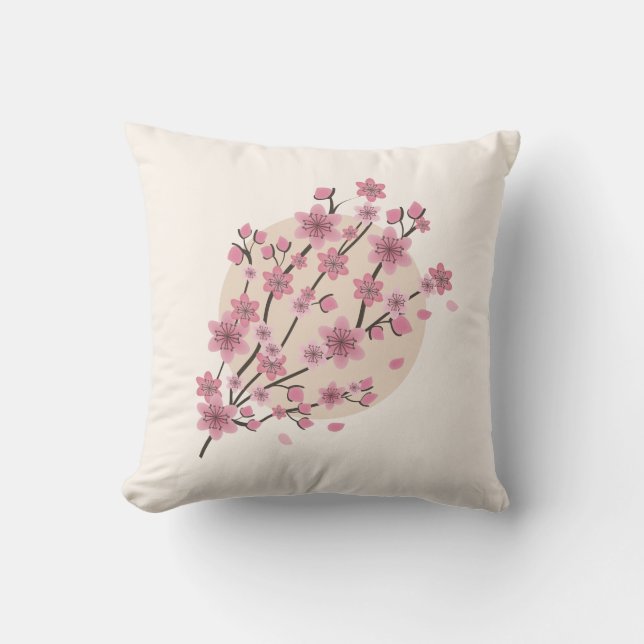Coussin Pétales de fleurs de cerisiers roses (Recto)