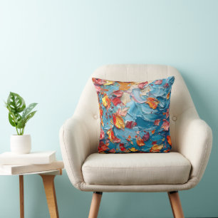 Coussin Pétales en mouvement – Florale abstraite expressiv