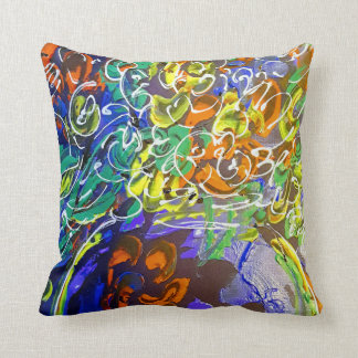 Coussin Peter Max aquarelle colorée Vase et fleurs