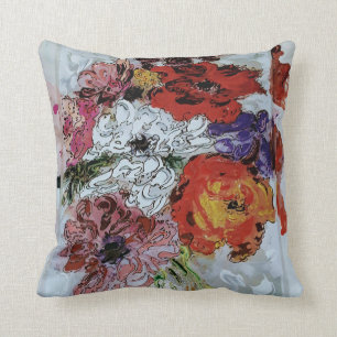 Coussin Peter Max fleurs colorées d'aquarelle