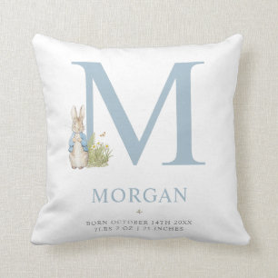 Coussin Peter Rabbit   Lettre personnalisée M