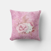 coussin pétillant à fleurs rose