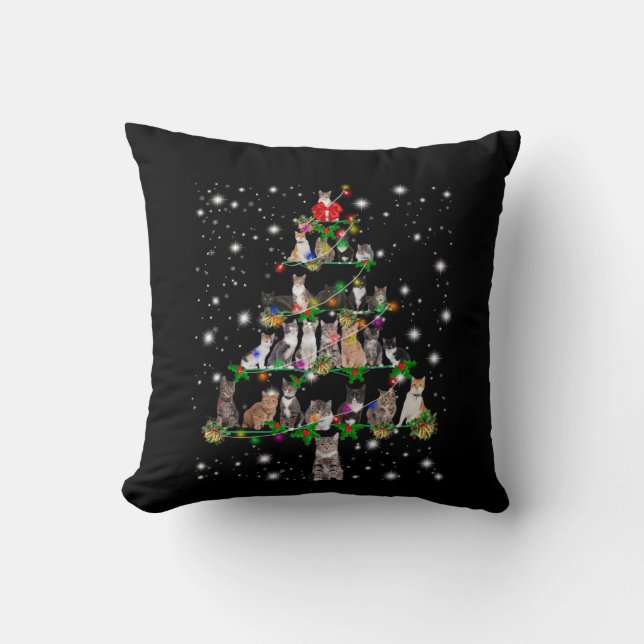 Coussin Petit Arbre De Noël Cat Couvert De Flamme De Flamm (Recto)