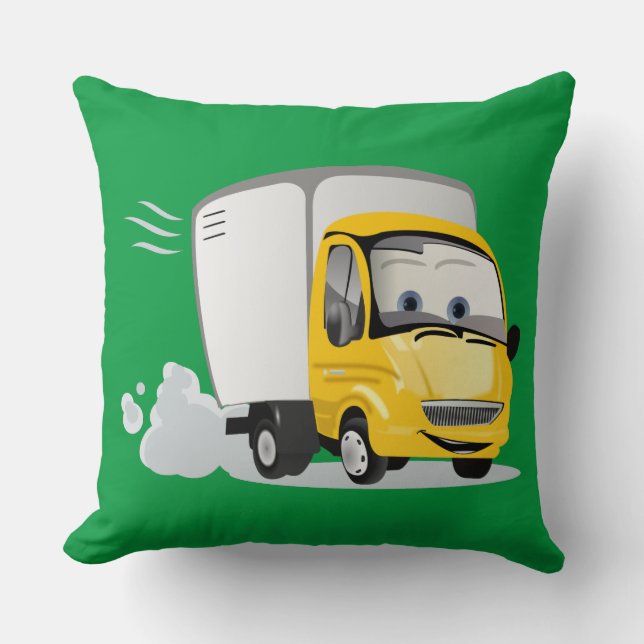 Coussin Petit Camion Cartoon Jaune pour enfants ! (Recto)
