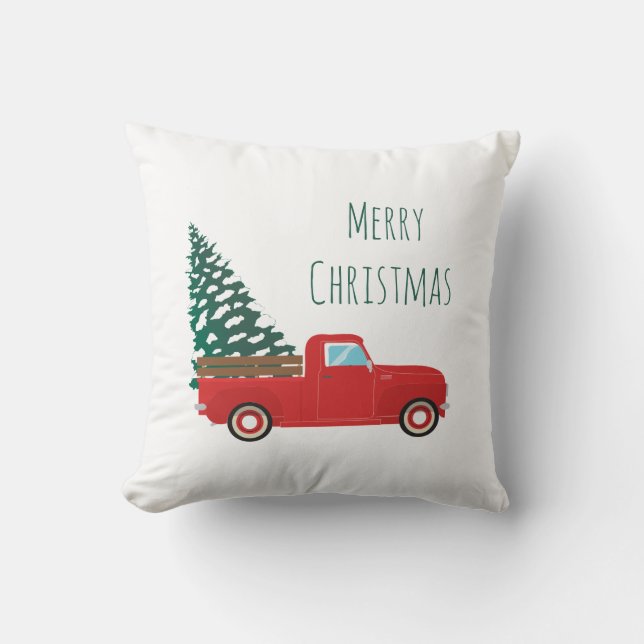 Coussin Petit Camion de ramassage Neige couvert Arbre de N (Recto)