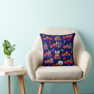 Coussin Petit Camion rouge Noël inversé