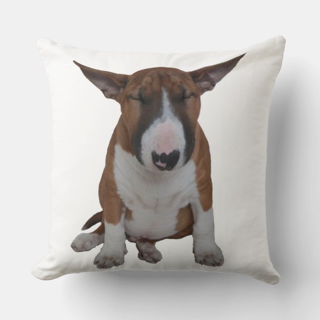 Coussin Petit carreau somnolent de bull-terrier (Recto)
