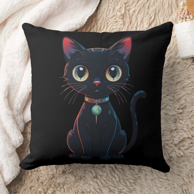 Coussin Petit Chat Noir Effrayant (Couverture)