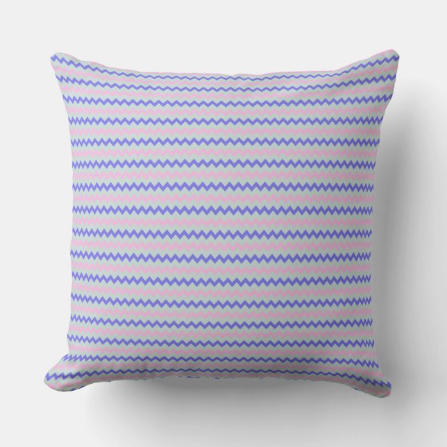 Coussin Petit chevron motif bleu rose (Recto)