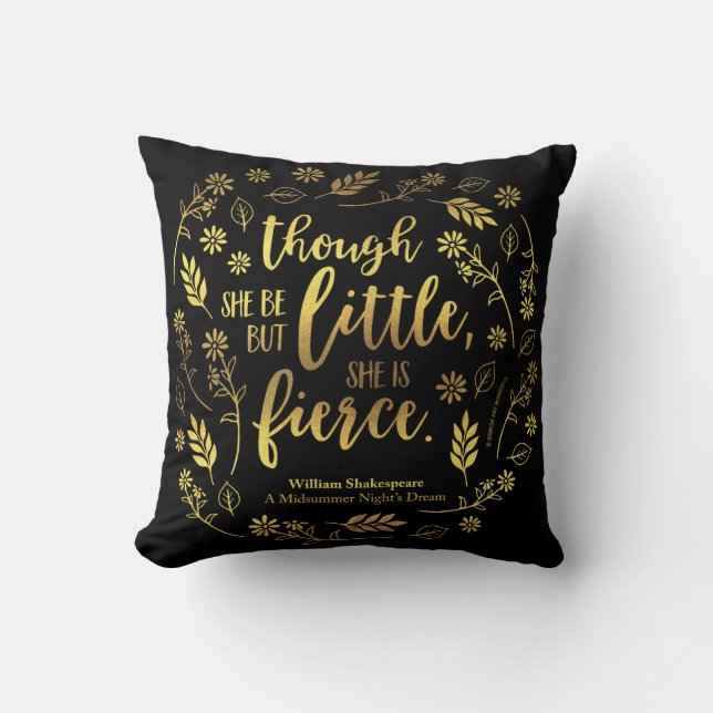 Coussin Petit d'or mais féroce William Shakespeare floral (Recto)