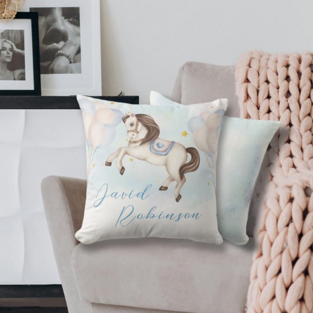 Coussin Petit garçon de Fairytale Pony Blue ballons étoile (Créateur téléchargé)