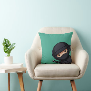 Coussin Petit guerrier de Ninja sur vert