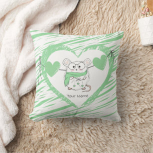 Coussin Petit Hamster Blanc Vert