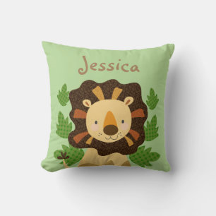 Coussin Petit lion heureux de jungle personnalisé