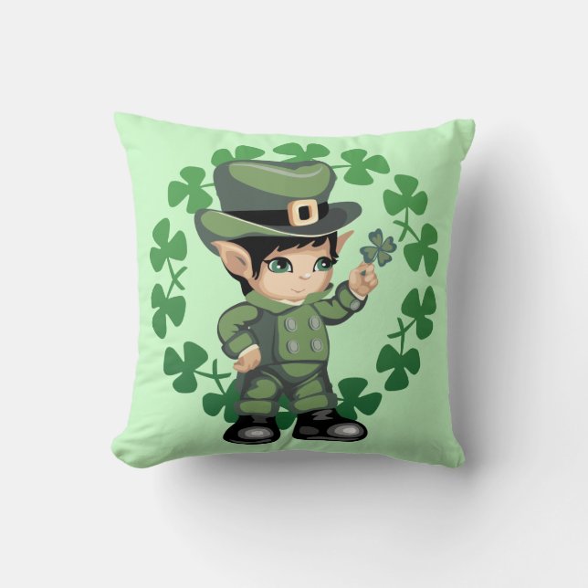 Coussin Petit lutin avec des shamrocks (Recto)
