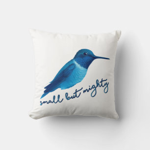 Coussin Petit mais puissant bleu colibri Art
