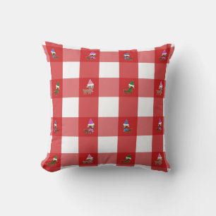 Coussin Petit motif de Noël au renne à carreaux