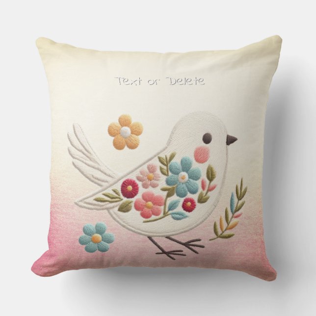 Coussin Petit Oiseau Blanc Floral Jeu d'oreiller (Recto)