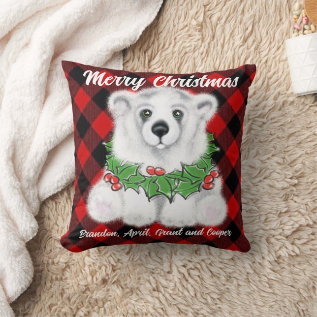 Coussin Petit ours à ours polaire de Noël, petit ours blan (Couverture)