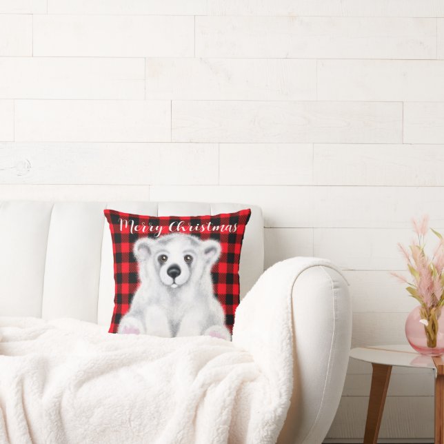 Coussin Petit ours à ours polaire de Noël, petit ours blan (Canapé)