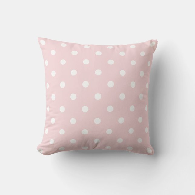 Coussin Petit pois - blanc sur pâle - rose (Recto)