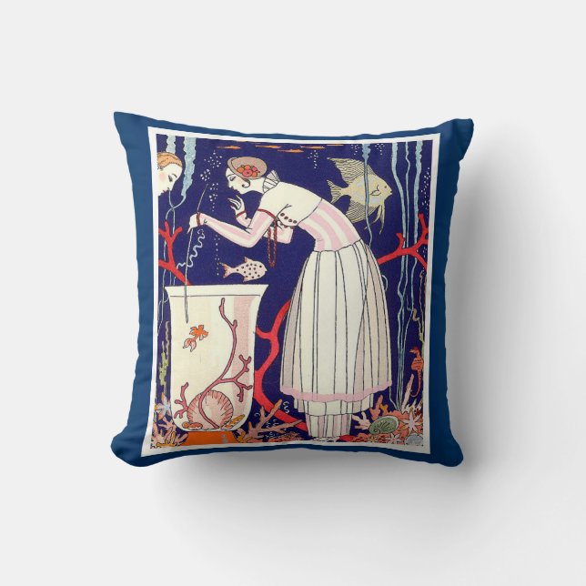 COUSSIN PETIT POISSON ÉTONNANT, MODE DE BEAUTÉ ART DÉCO (Recto)