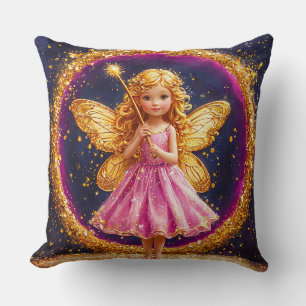 Coussin Petite Fée Ailes Enchantées Paillettes Magiques