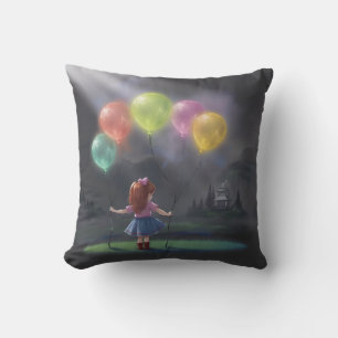 Coussin Petite fille mignonne avec des ballons