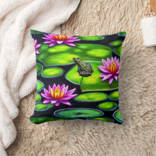 Coussin Petite grenouille sur Lily Pad