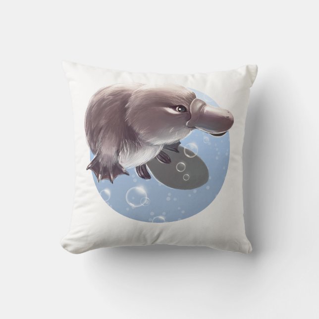 Coussin Petite illustration mignonne d'ornithorynque - (Recto)