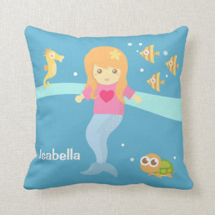 Coussin Petite Sirène Créatures Marines Chambre de Filles