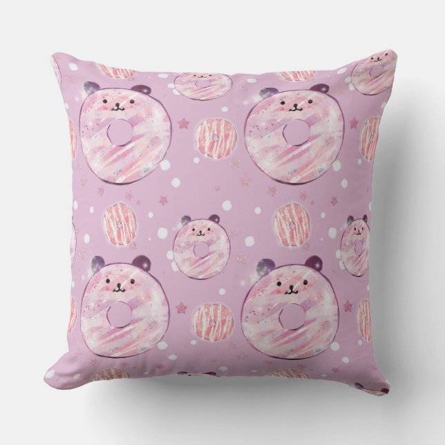 Coussin Petits beignets de Panda - Esthétique Pastel (Recto)