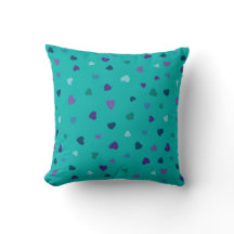 Petits cœurs, violet, sarcelle, bleu sur turquoise