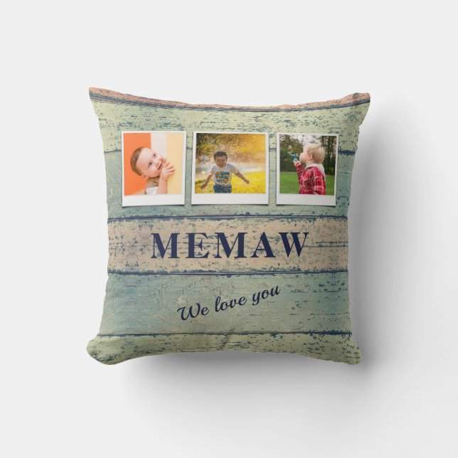 Coussin Petits-enfants Memaw personnalisés 3 Photo Collage (Recto)