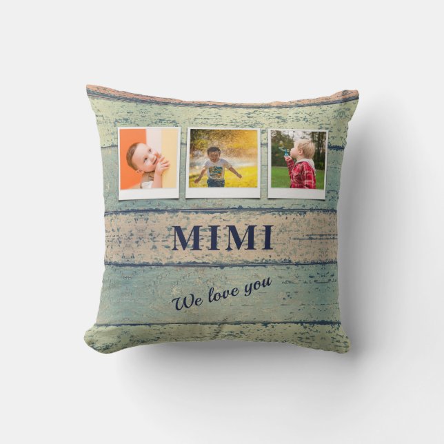 Coussin Petits-enfants Mimi personnalisés 3 Photo Collage (Recto)