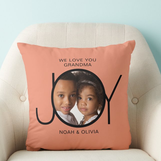 Coussin Petits-enfants personnalisés Noms Grand-mère photo (Créateur téléchargé)