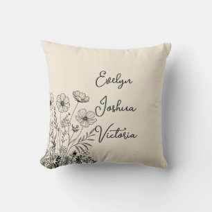 Coussin Petits-enfants personnalisés Noms Moins d'art flor