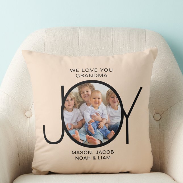 Coussin Petits-enfants personnalisés Noms Photo Grand-mère (Créateur téléchargé)