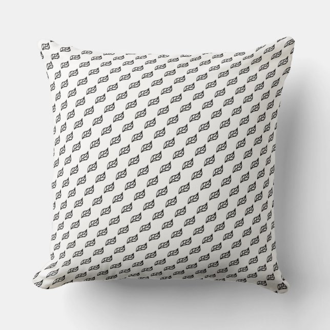 Coussin Petits feuilles noirs et blancs (Recto)