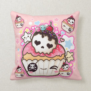 Coussin Petits gâteaux de crâne de Kawaii avec des étoiles