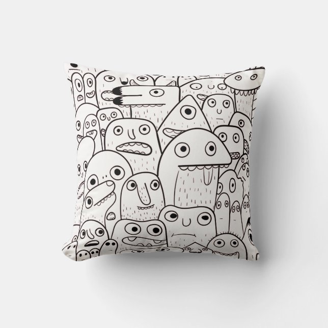 Coussin Petits monstres Doodles  (Recto)
