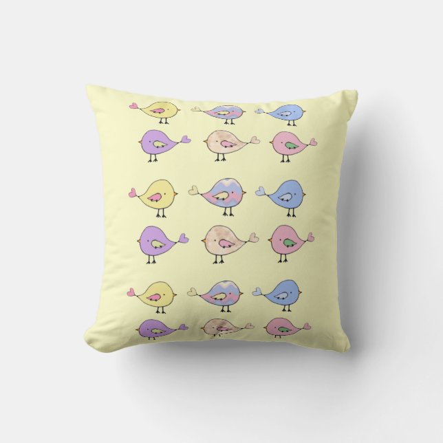 Coussin Petits oiseaux mignonnes Enfants Pépinière Jeu d'o (Recto)